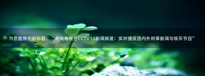 河豚体育app官方下载：为您推荐的新标题：“中央电视台CCTV13新闻频道：实时播报国内外时事新闻与娱乐节目”